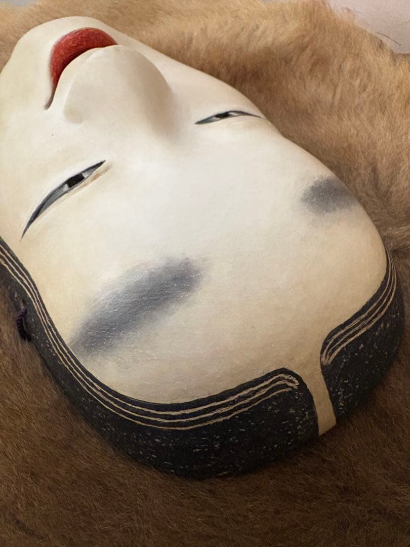 木製 能面 微笑み