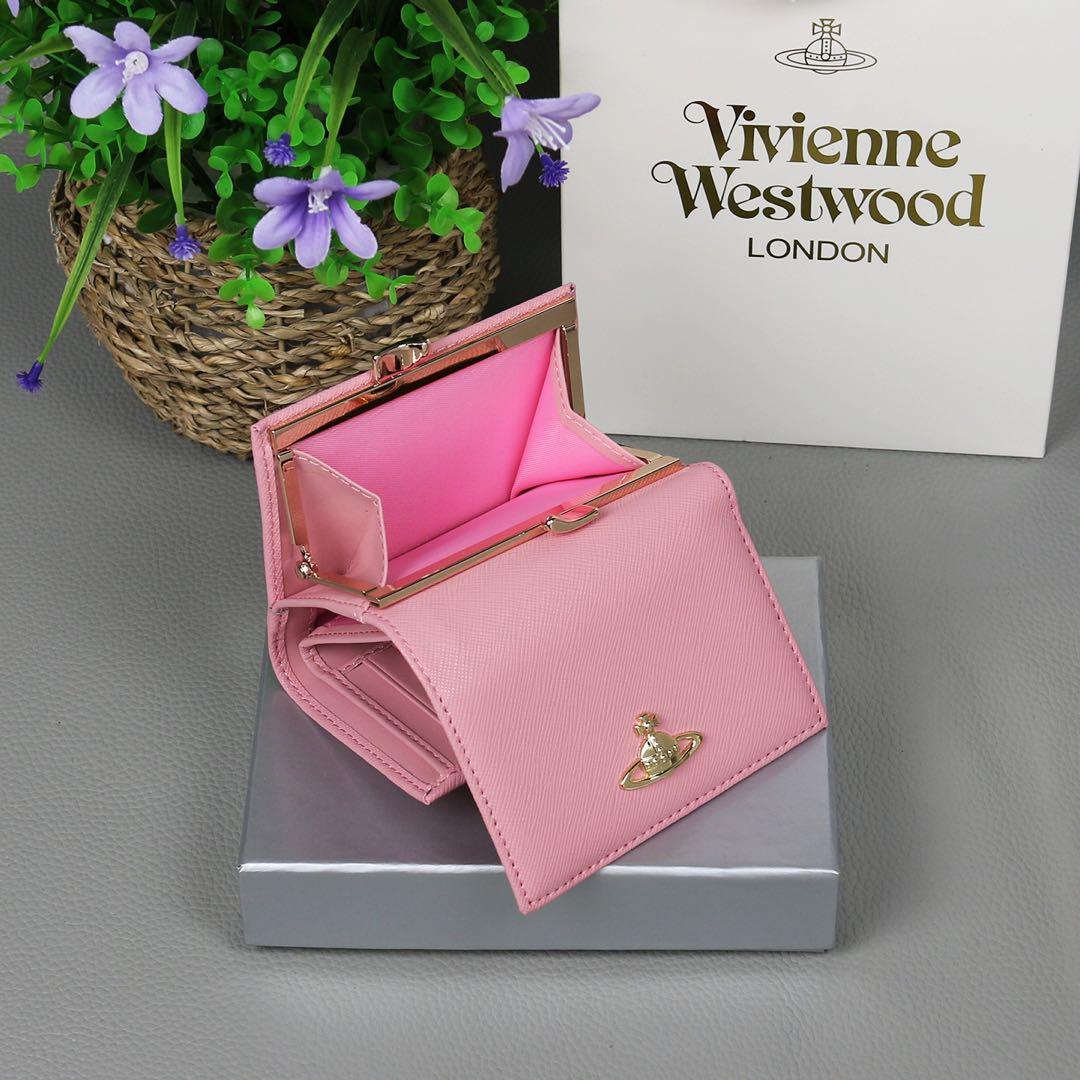 Vivienne Westwoodヴィヴィアン 三つ折り財布 レザー ピンクq1