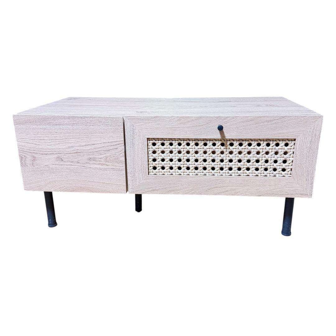 LOWYA テレビボード 幅80cm ラタン調 木製 ローボード