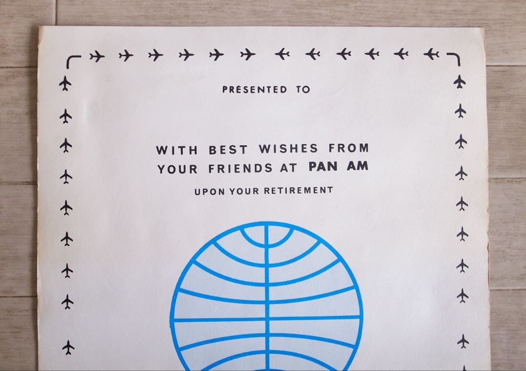 超稀少　PAN AM パンナム　退職記念バッジ＆証書／社章 パイロット クルー