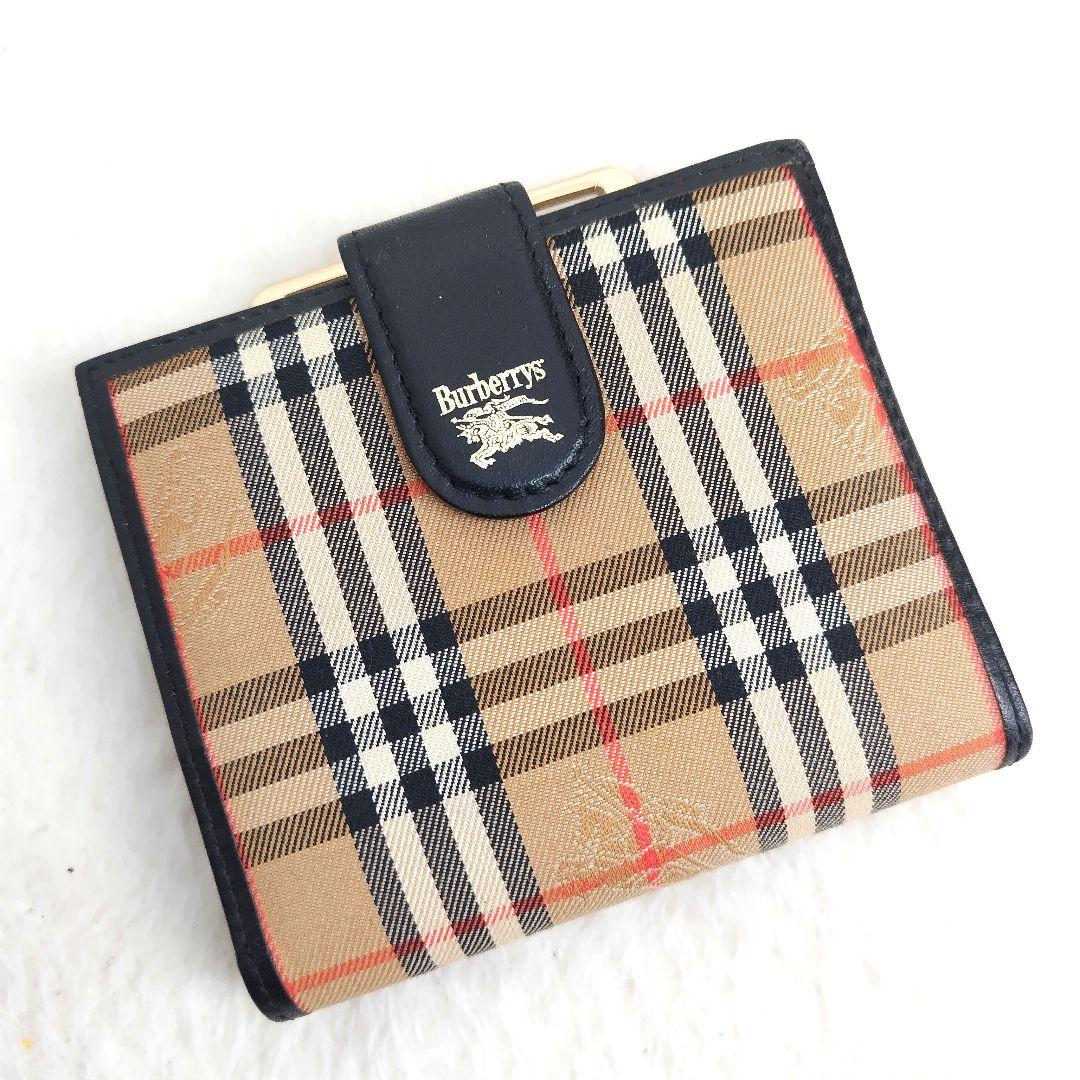 ✨外観美品✨Burberrys　ヴィンテージ　ノバチェック　がま口二つ折り財布