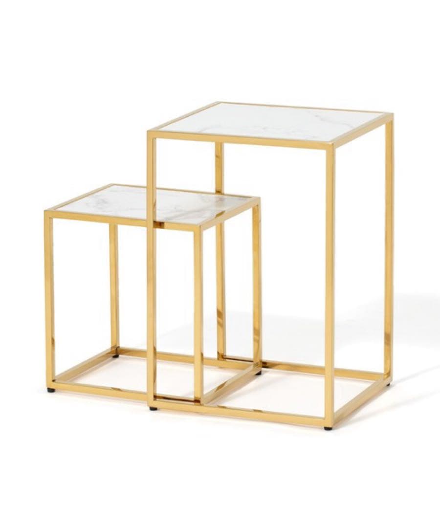 Francfranc レーヌ ネストテーブル S マーブル×ゴールド