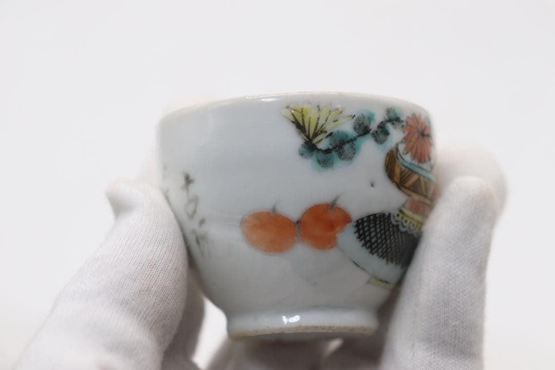 中国　清時代　粉彩　蓋物　茶入　送料込み1008