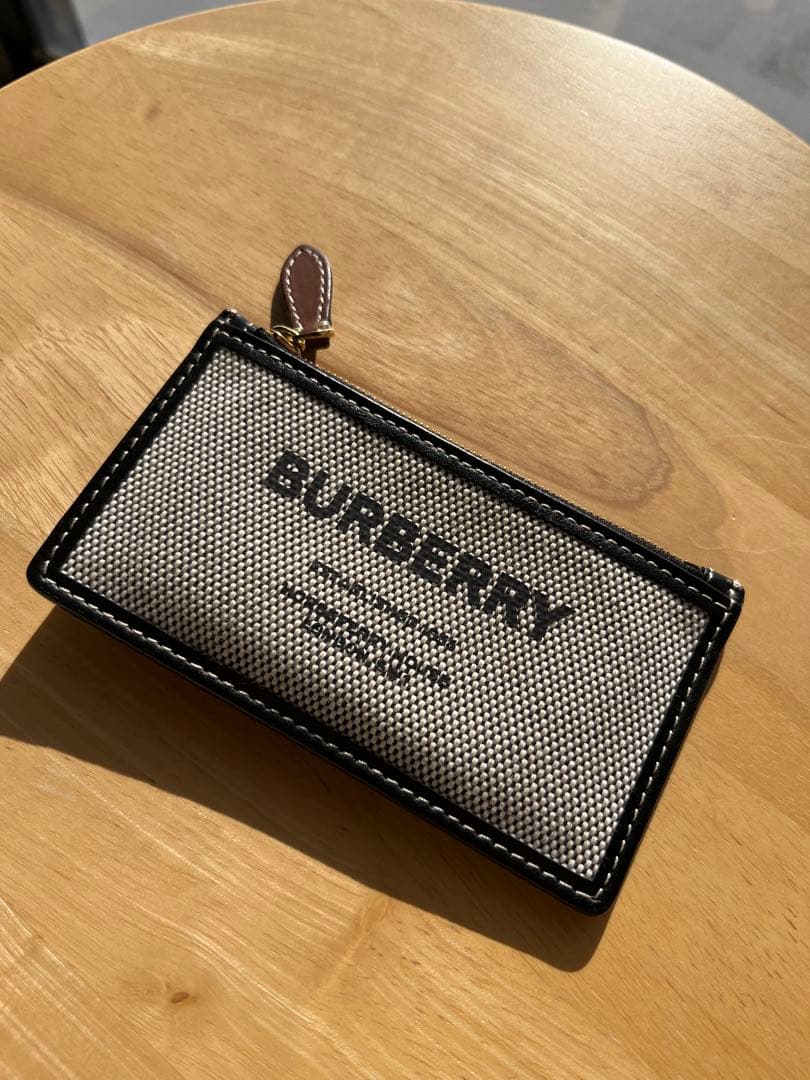 BURBERRY カードケース レザー キャンバス バイカラー
