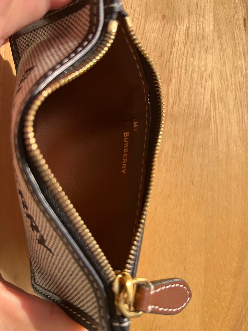BURBERRY カードケース レザー キャンバス バイカラー