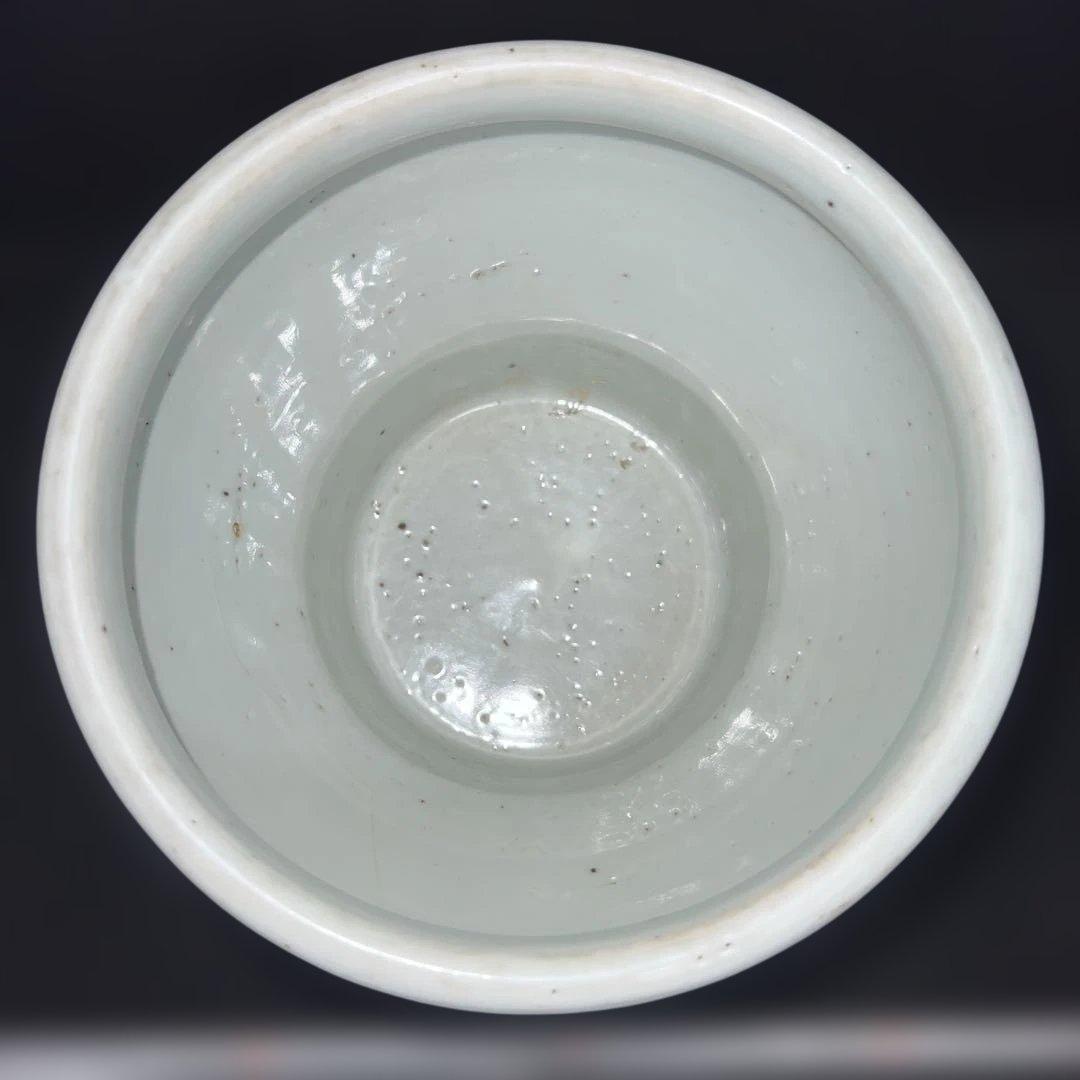 中国清時代青花雲宝文水指木箱付高さ約20.5㎝(蓋込)東な7-1011☆2F