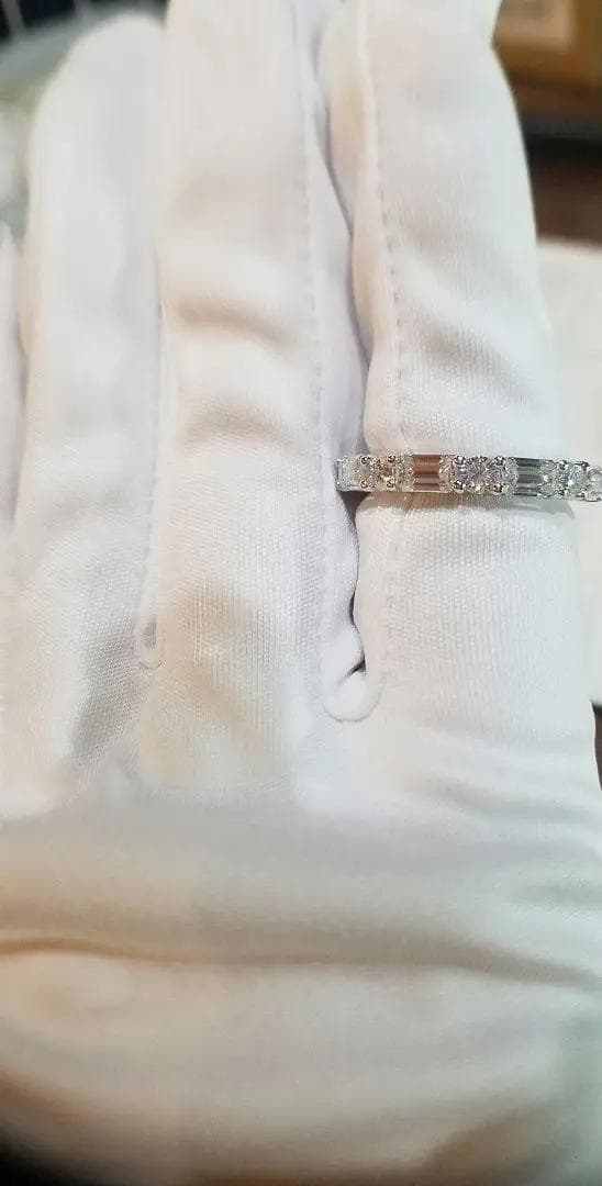 Romachan様♡最高級モアサナイト　ラウンド&エメラルドカットリング　9号