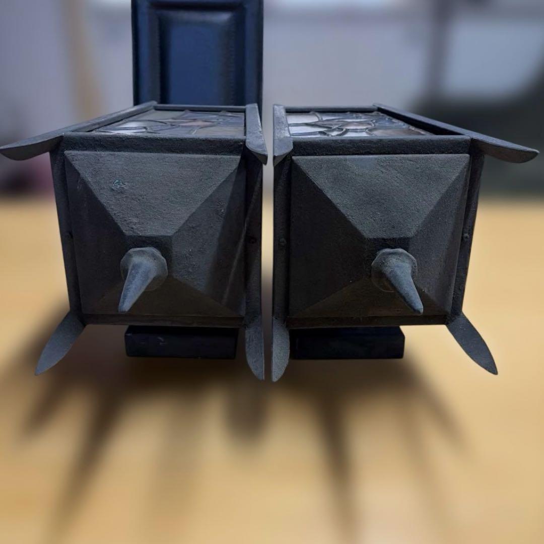 ステンドグラス ランタン 壁掛け照明 照明 ライト ヴィンテージ ジャンク品