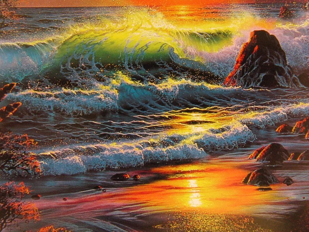 クリスチャン・ラッセン、【アイランド　サンライズ】、希少な額装用画集より