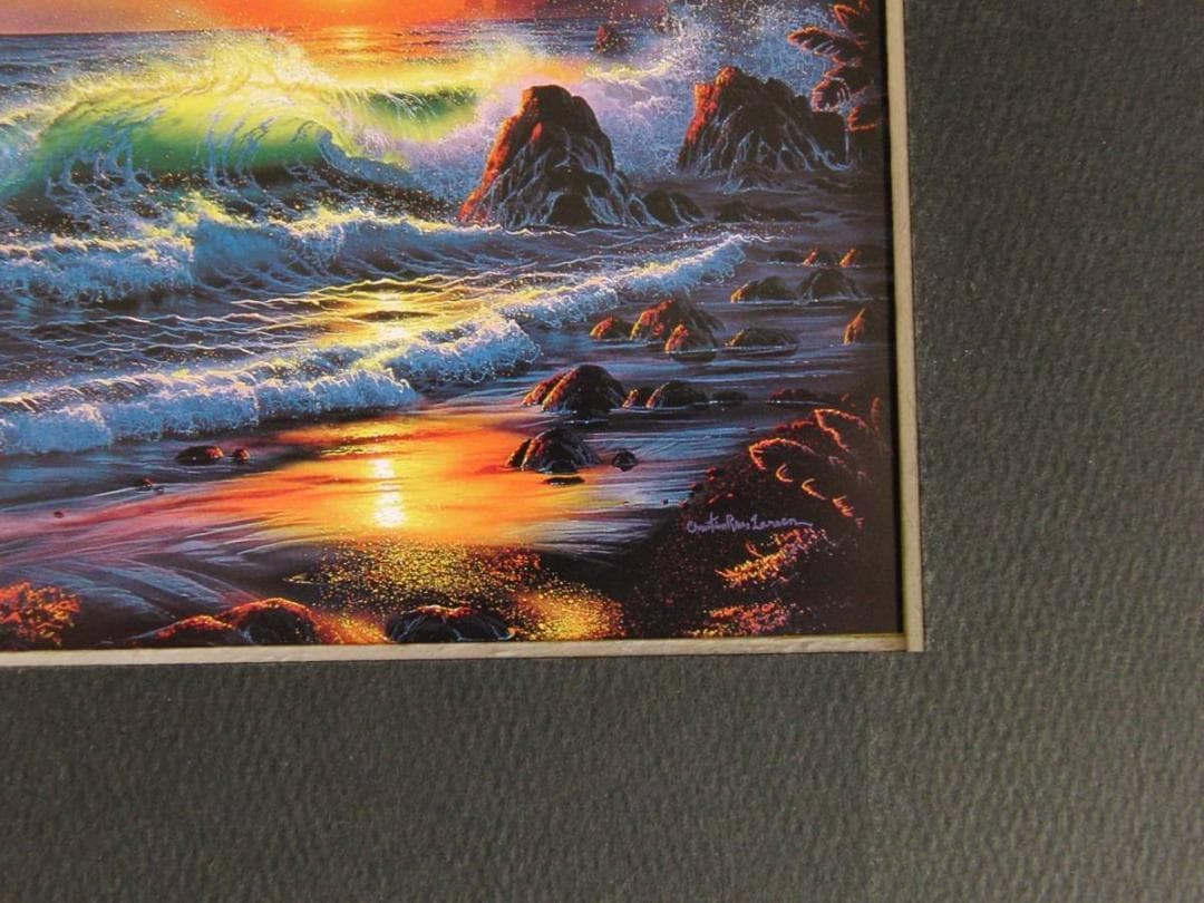 クリスチャン・ラッセン、【アイランド　サンライズ】、希少な額装用画集より