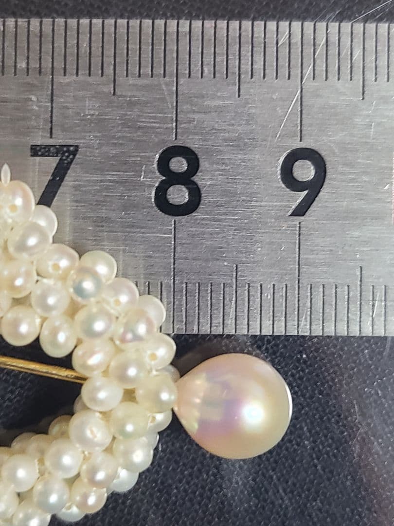 ヴィンテージ K18 パール付き ハート ブローチ ピンブローチ