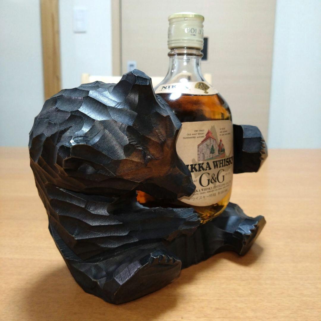【昭和レトロ】◆ニッカウヰスキー◆G＆G 北海道限定ボトル◆木彫り熊◆380ml