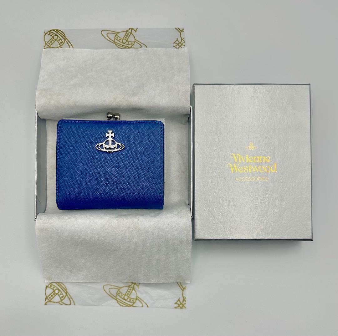 【最新✦新品】Vivienne Westwood 三つ折り財布 青 ブルー 人気