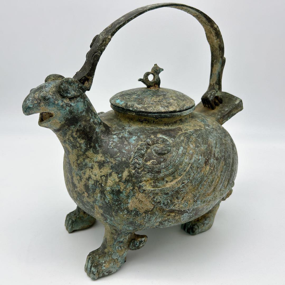 中国 鉄瓶 鳥型青銅器 時代 瓶 希少 30cm x H28cm