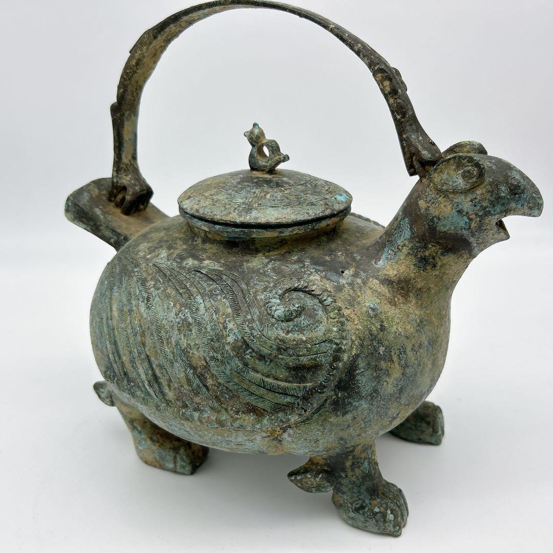 中国 鉄瓶 鳥型青銅器 時代 瓶 希少 30cm x H28cm