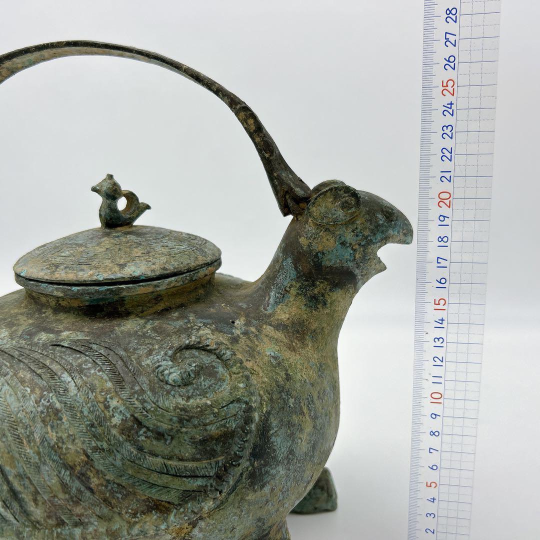 中国 鉄瓶 鳥型青銅器 時代 瓶 希少 30cm x H28cm