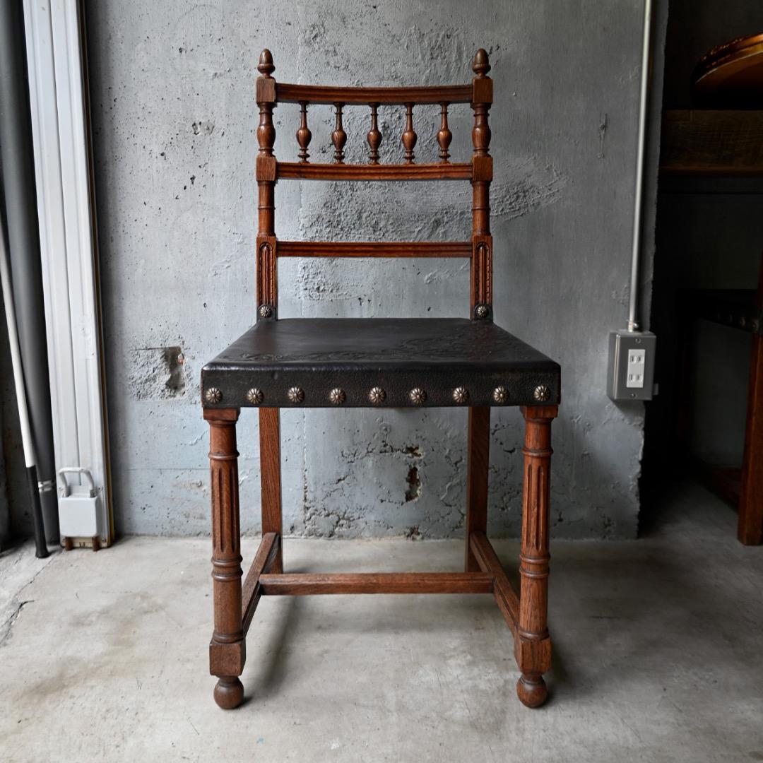 【フランス便】アンティーク ◆スタンプレザーチェア◆