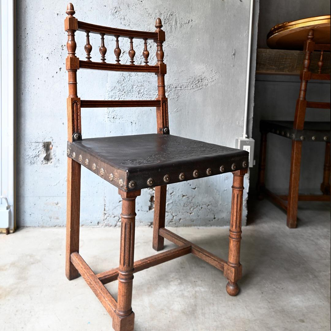 【フランス便】アンティーク ◆スタンプレザーチェア◆