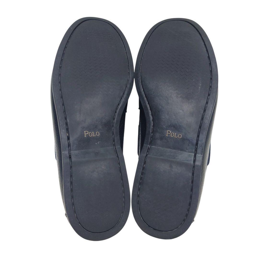 ポロラルフローレン デッキシューズ レザー 10D シボ革 黒