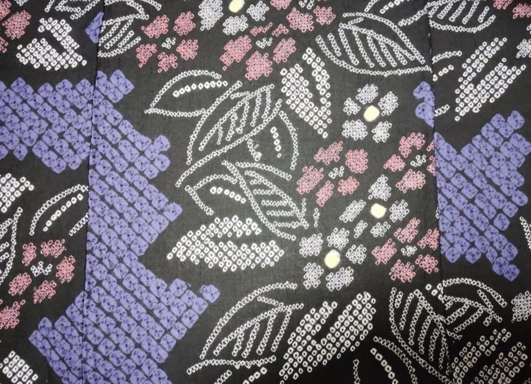 有松絞り浴衣　パープルブルー付け下げ柄