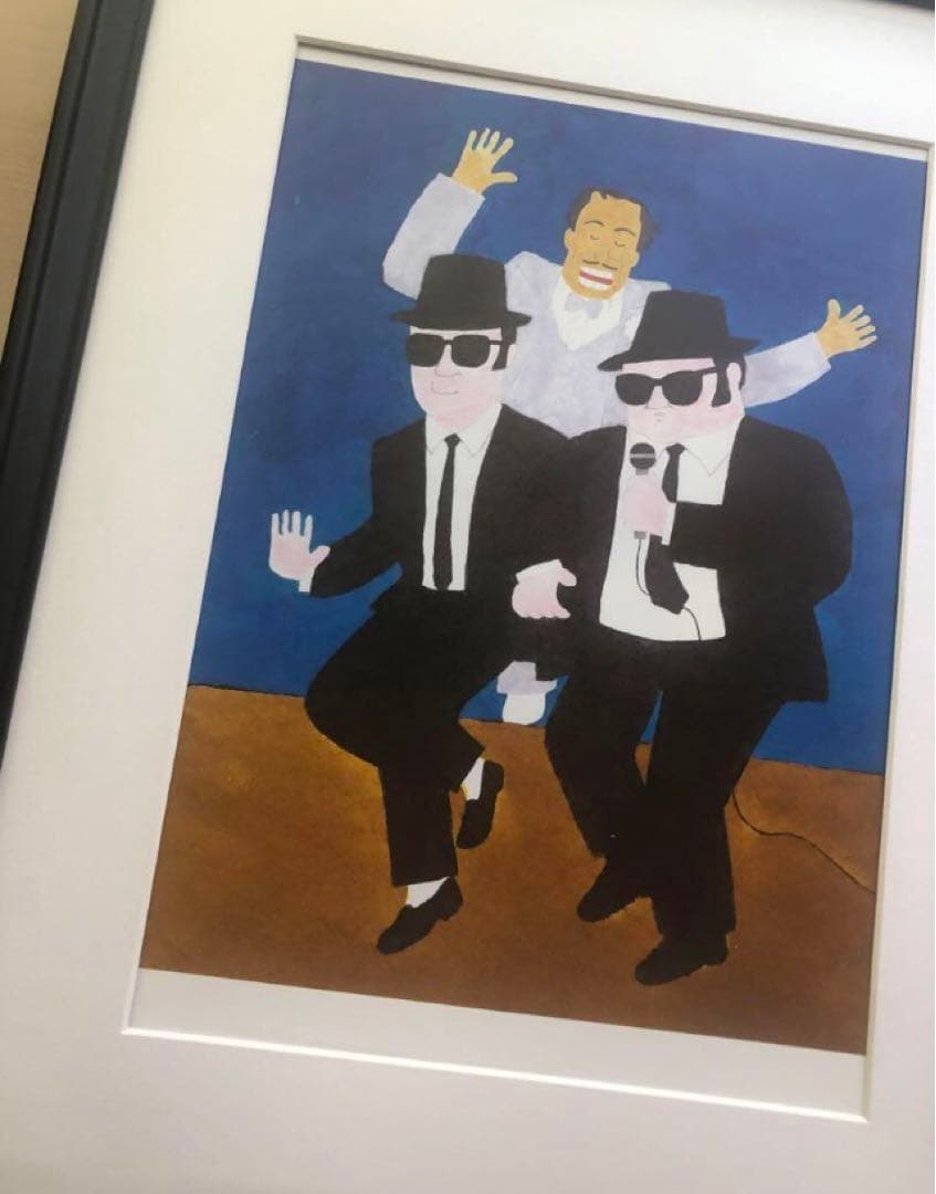 PK額装品 和田誠 映画 ブルースブラザーズ A3額入 ポスター風 イラスト