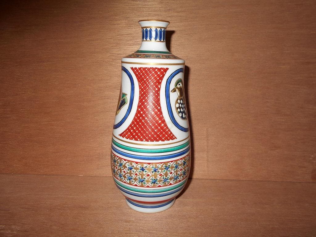 九谷焼　北出星光　色絵　瑞鳥紋陶瓶 : 九谷　花瓶　星光　北出塔次郎に師事