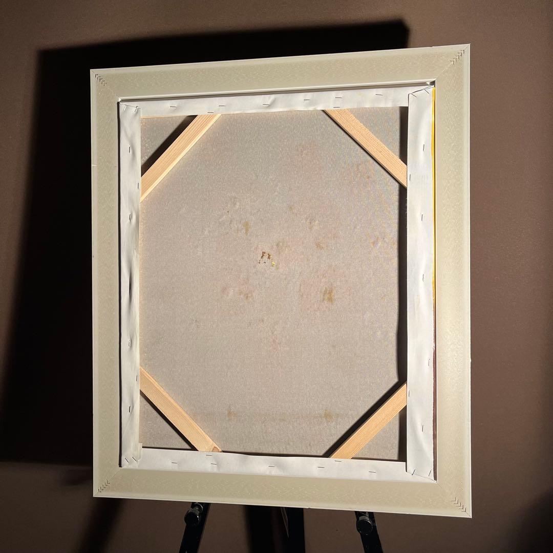 手書き油絵 花瓶の花 額付 肉筆絵画 インテリア 油彩画