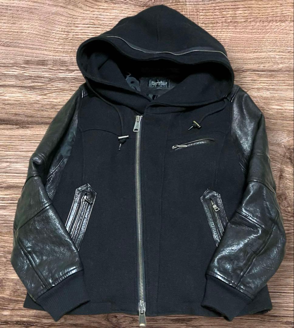 TORNADO MART レザージャケット やぎ革 ウール フードLL