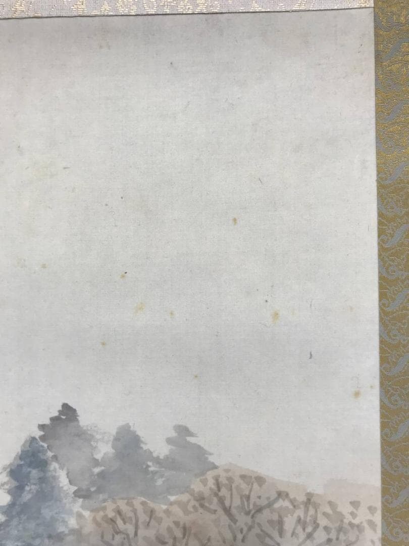 悟月/山水図/農村風景図/早春図/掛軸/名家伝来/AC-41