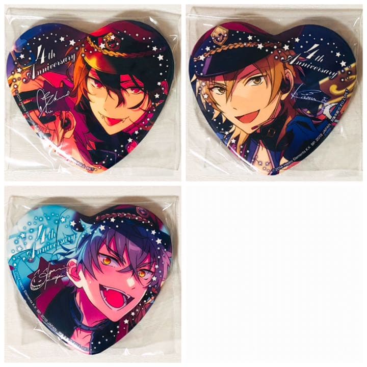 新品★あんスタ【朔間零＆羽風薫＆大神晃牙】ハート型ビッグ缶バッジ★3点セット