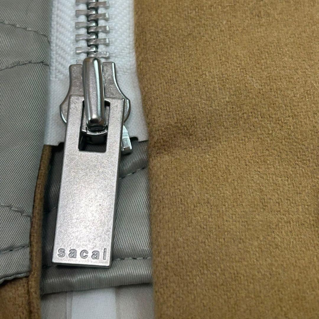 J867 美品 L サカイ プリーツ ひざ丈スカート キャメル レディース