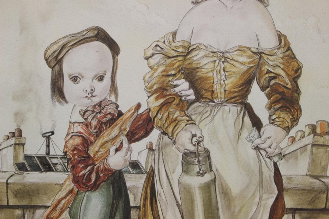 藤田嗣治 エスタンプリトグラフ「パンを持つ少女」販売証明書付き 250部限定