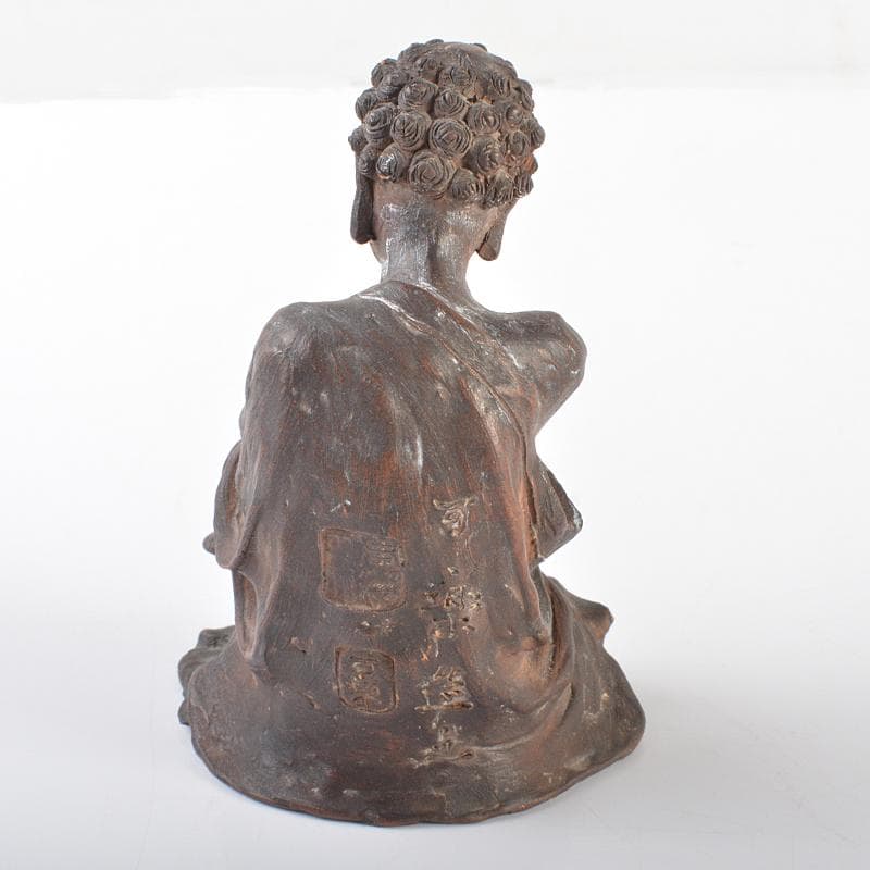 Tama5　可楽造　紫砂　朱泥　達磨像　仏像　人物像　置物　M　R6625