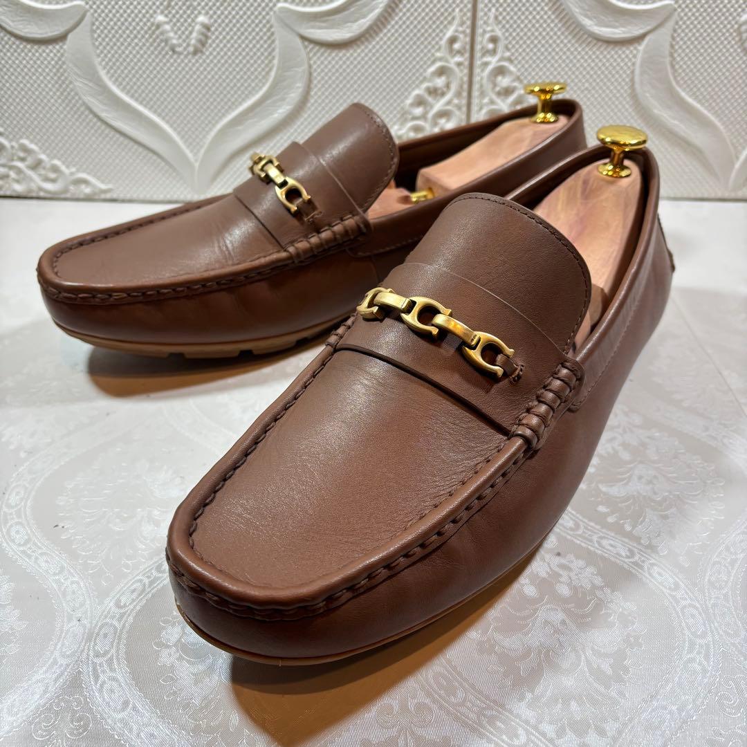 美品COACHシグネチャーチェーン ビットローファー　ラバーソール