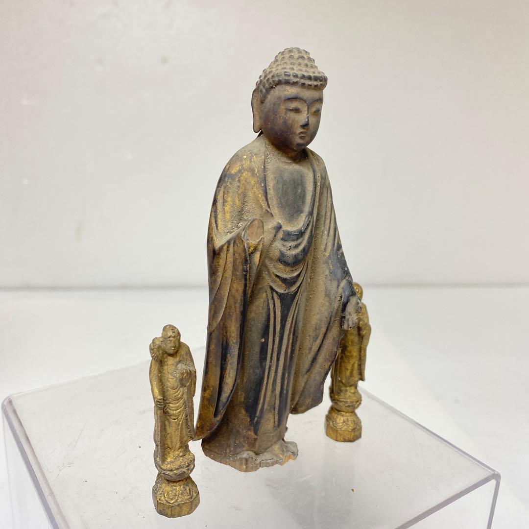 江戸初期　木彫　阿弥陀仏　厨子入　東さ7-1124②