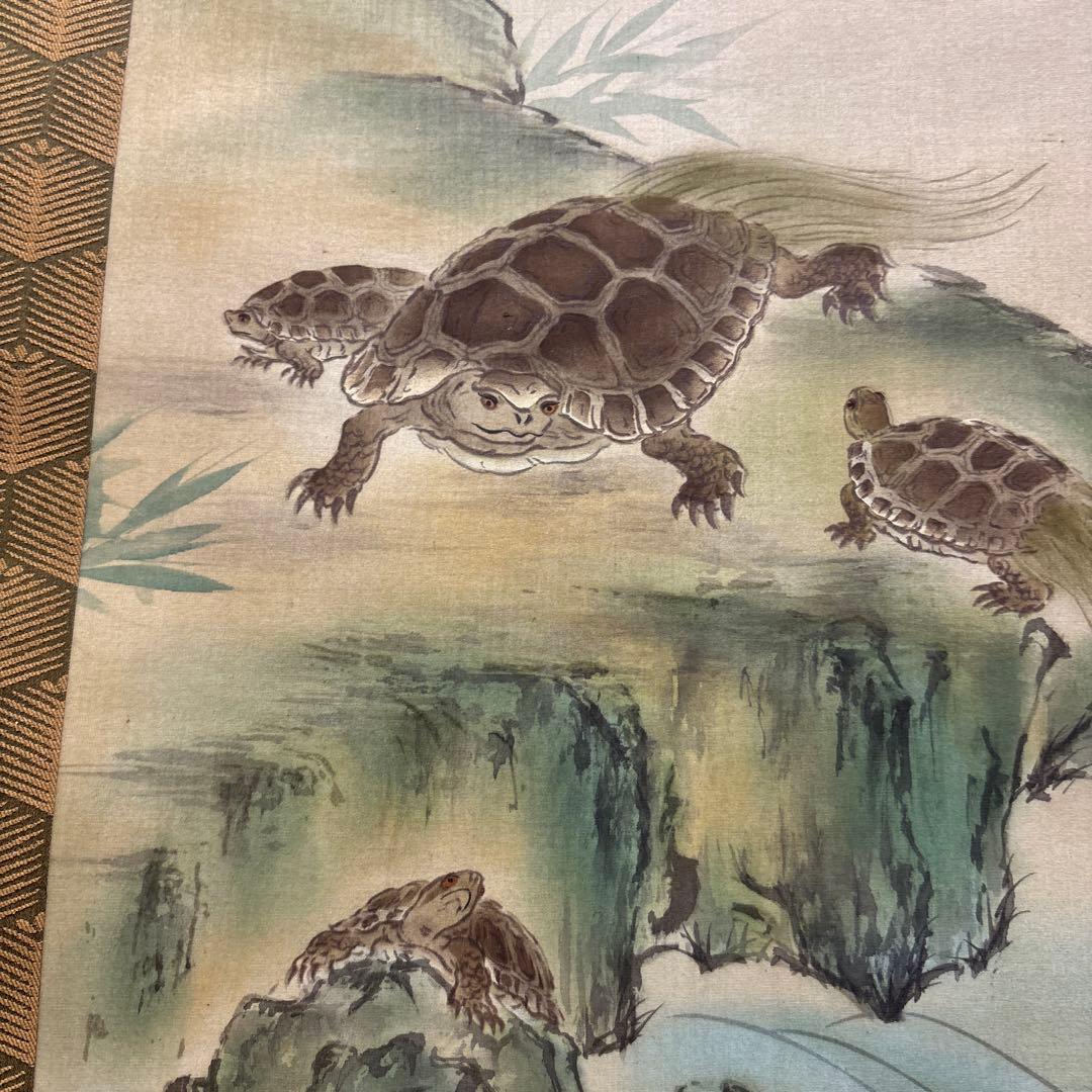 亀と梅の花 寿老人　3セット掛軸　　0121o84