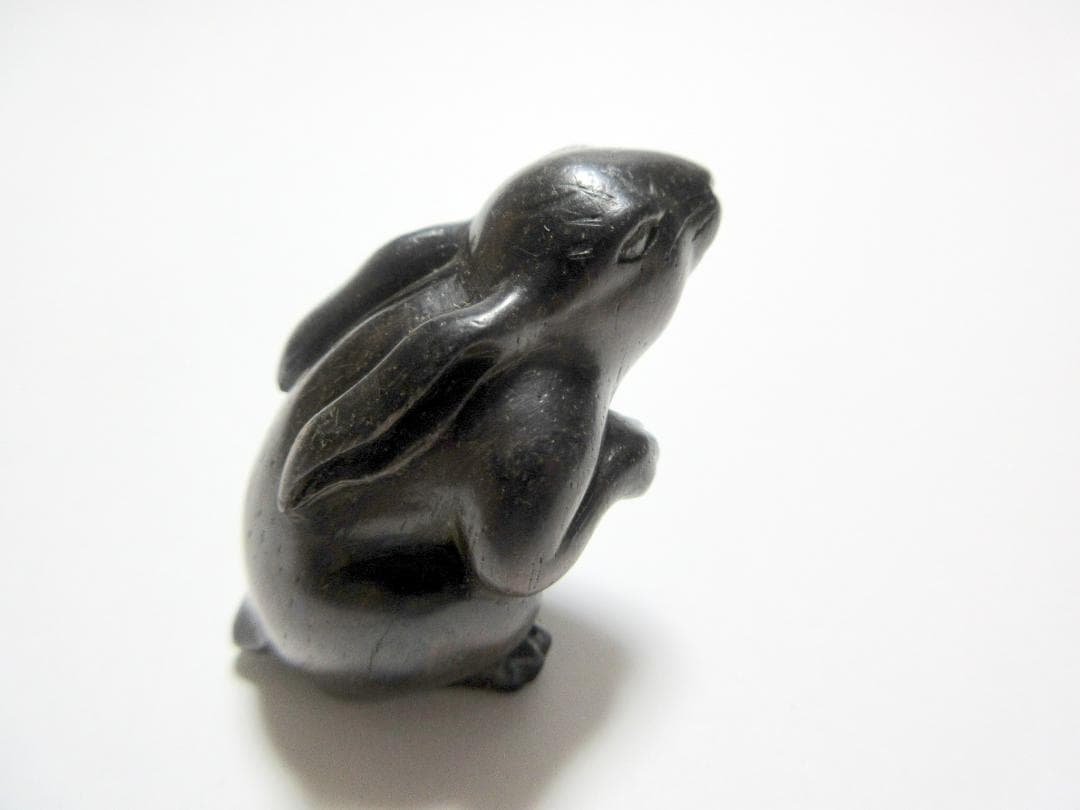 うさぎ 堤物 根付 木製 木彫 兎 Netsuke / アンティーク
