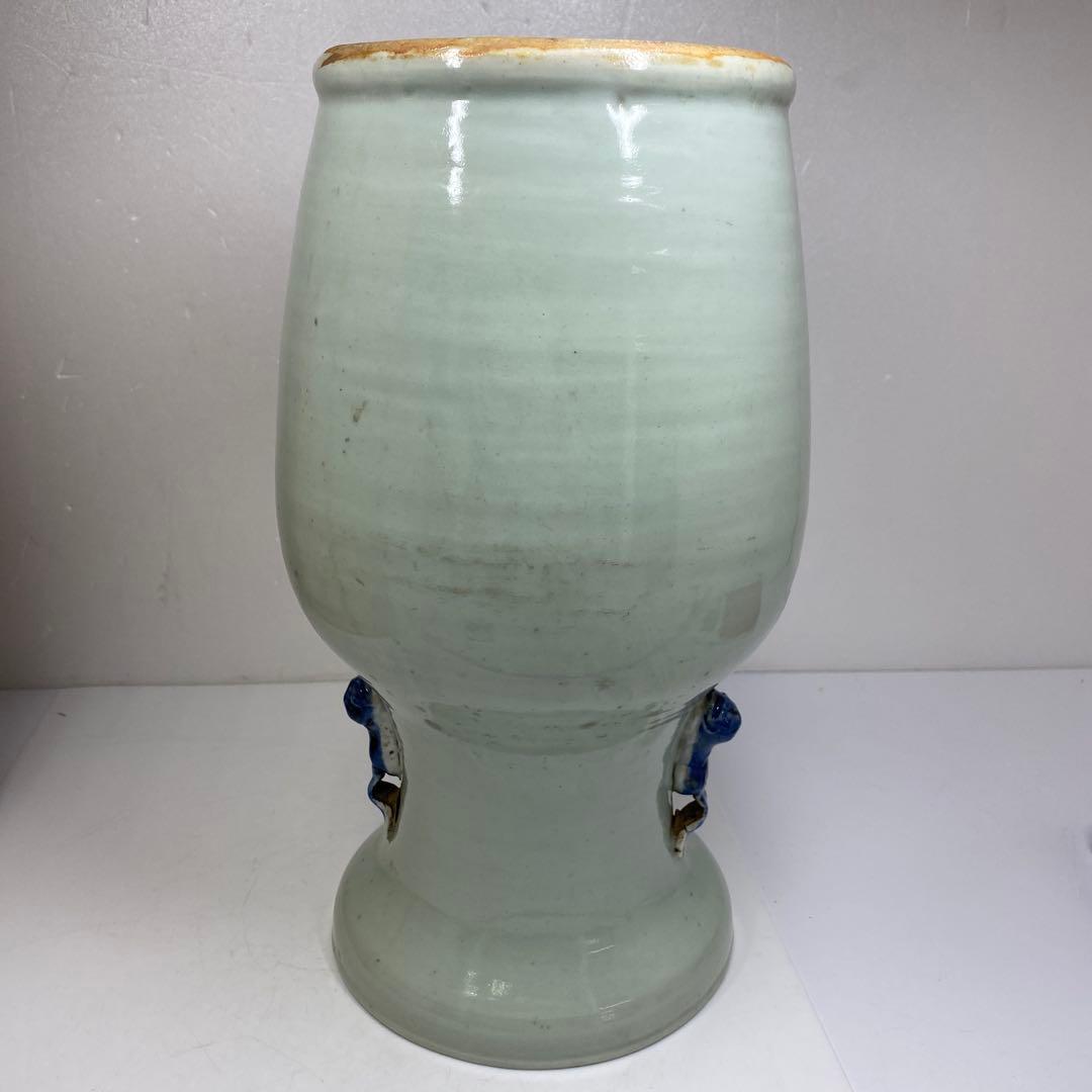 専用中国清時代　染付　花鳥紋　花瓶　高さ約33.2㎝　木箱付　東さ7-0304①