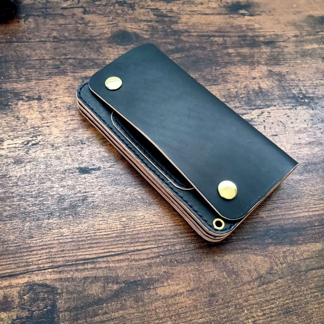 ★丘染め　ブラック★ロングトラッカーウォレット