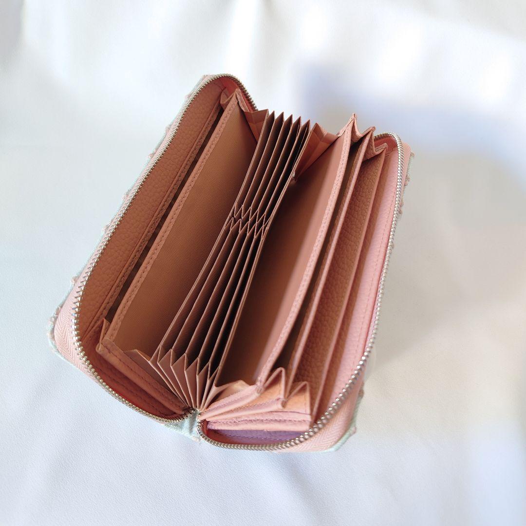 【現品】新作ライトブルー×ピンク タンバリン ミナペルホネン ギャルソン長財布