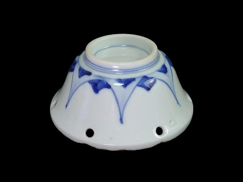 伊万里　染付　雪輪　東屋に山水の図　向付　３客　AS-fbts