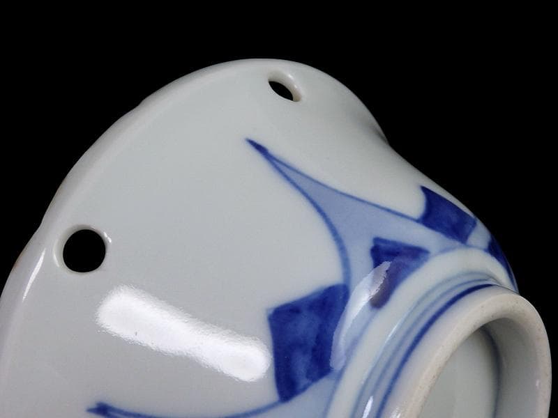 伊万里　染付　雪輪　東屋に山水の図　向付　３客　AS-fbts