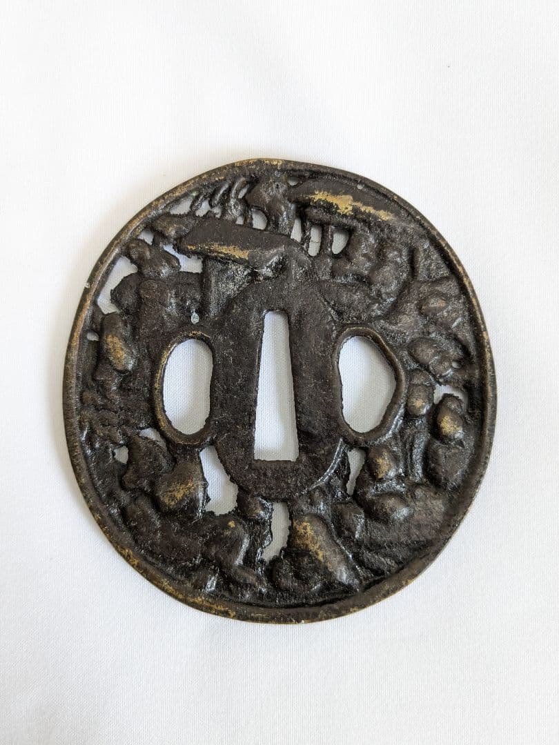 刀装具 鍔 透かし 日本刀 骨董品 5点セット