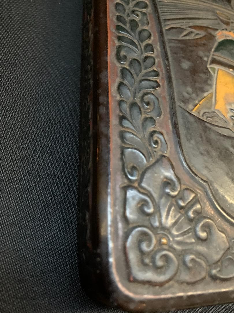 中国 骨董 硯 文鎮 箱 彫刻 書道 古 道具 文箱 漆 筆入 時代 美術