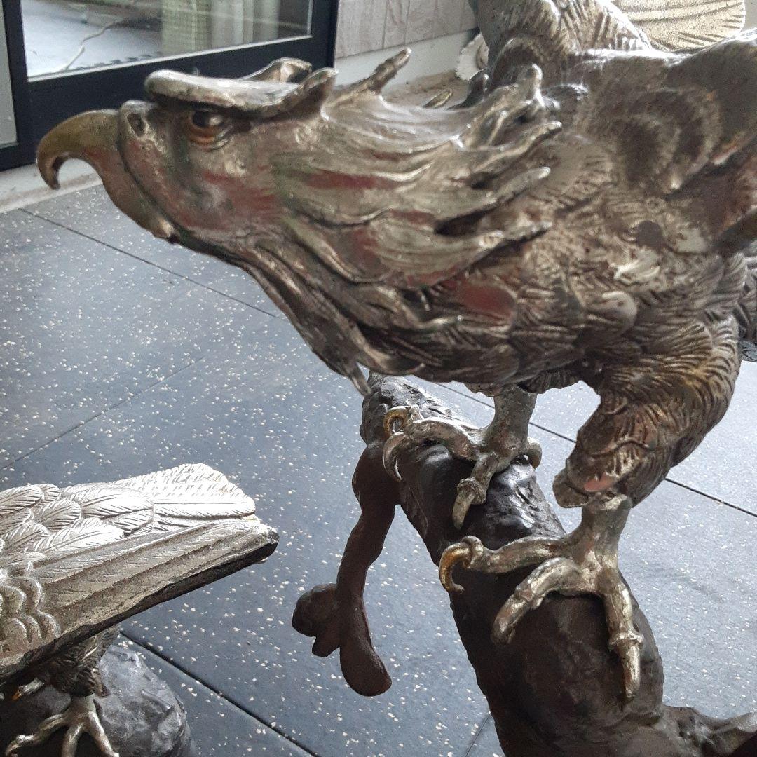 希少珍品　大きな鷲の銅製品置物　金シルバー
