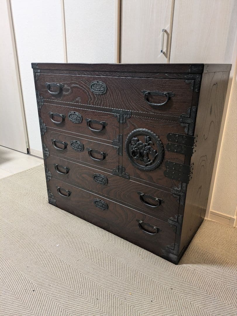 青木産業　箪笥　民芸家具　チェスト　整理箪笥　鍵付き