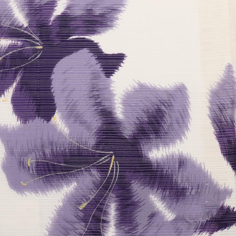 《夏着物『綿絽』小紋◆ツカモト市田『夢工房』紫の花■白■木綿◆US7-14》