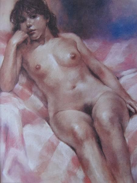 高坂 卓至、裸婦、額装用画版の一葉、 新品高級額装付