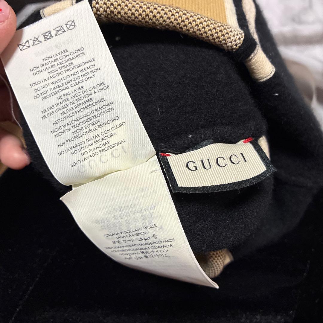 純*様 GUCCI ニット帽 黒・ベージュ Mサイズ