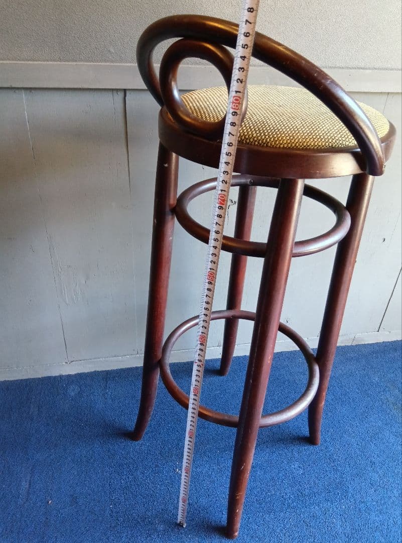 木製バースツール 背もたれ付き 全長約86cm ヴィンテージ